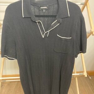 Express Black Polo Shirt with White Trim